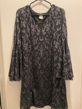 Women's Black Lace Overlay Swing Dress